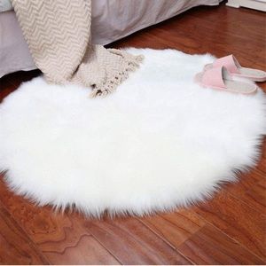 Soft faux fur fluffy white chair cover/ carpet rug
